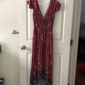 Floral capped sleeve maxi dress